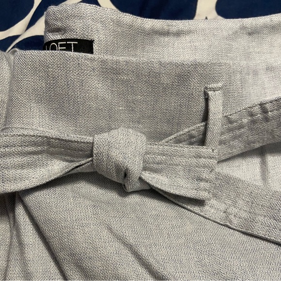 Loft Plus 24W Grey Linen Blend Tie Waist Pants - Picture 5 of 9